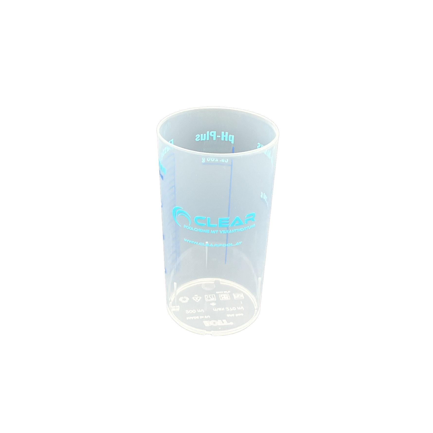 CLEAR Dosierbecher aus Kunststoff mit Messskala – 500 ml – ideal zur exakten Dosierung von Poolchemie.